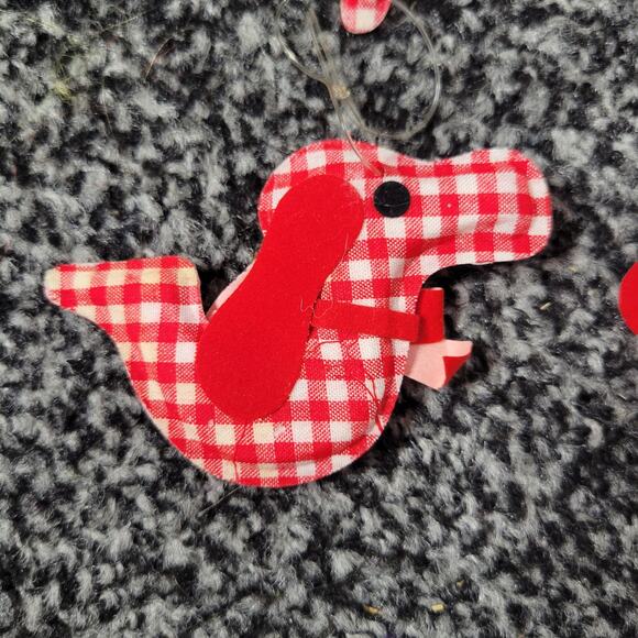 Vintage Red & White Gingham Dog Christmas Ornaments, set of 4 - Picture 10 of 12